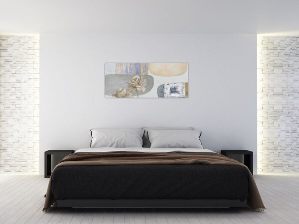 Obraz - Maľba s kvetmi a textúrami (120x50 cm)