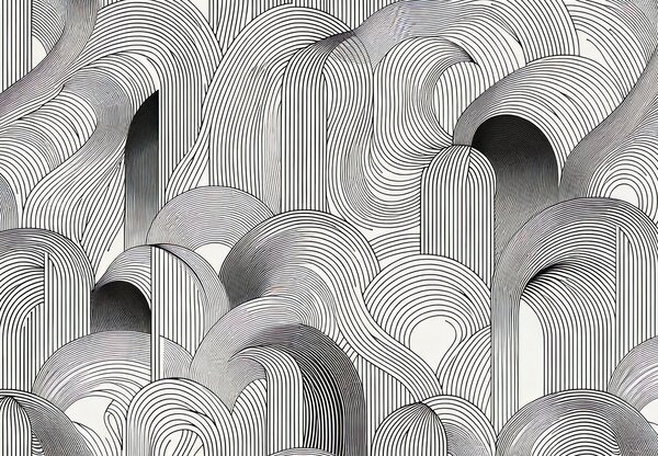 Fototapeta - Zmätok čiernych línií (147x102 cm)