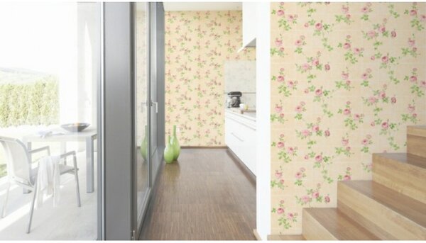 A.S. Création | Vliesová tapeta na stenu Chateau 34501-6 | 0,53 x 10,05 m | béžová, zelená, ružová, metalická