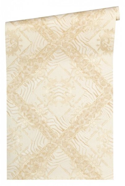 A.S. Création | Vliesová tapeta na stenu Versace 34904-4 | 0,70 x 10,05 m | béžová, krémová, metalická