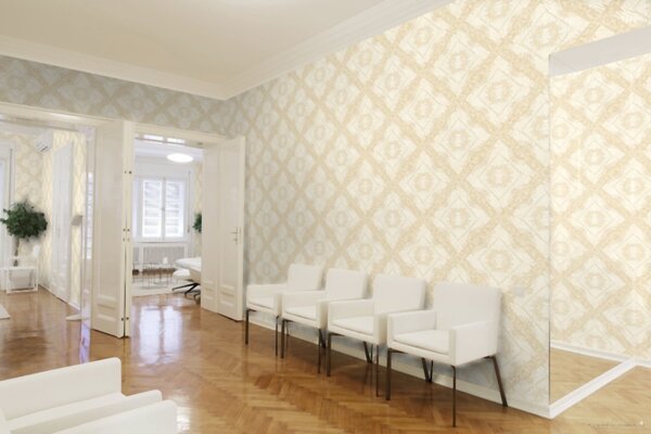 A.S. Création | Vliesová tapeta na stenu Versace 34904-4 | 0,70 x 10,05 m | béžová, krémová, metalická