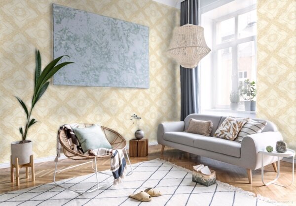 A.S. Création | Vliesová tapeta na stenu Versace 34904-4 | 0,70 x 10,05 m | béžová, krémová, metalická
