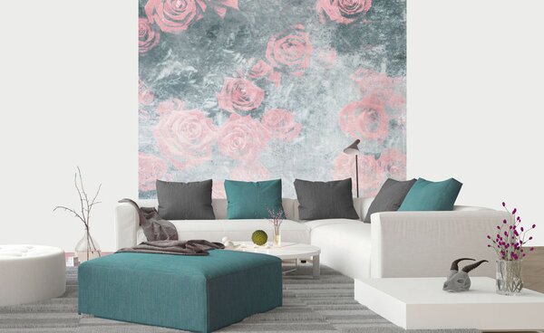 DIMEX | Vliesová fototapeta na stenu Abstrakt ruže I. MS-3-0377 | 225 x 250 cm | ružová, šedá