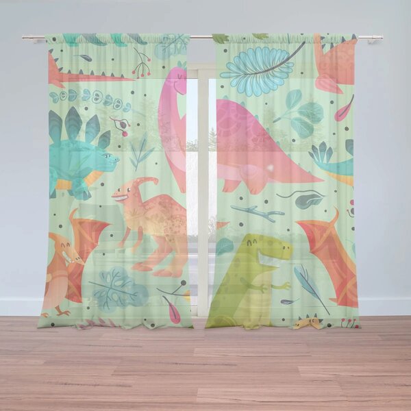 Sablio Záclony Dinosaury v tráve: 2ks 150x250cm