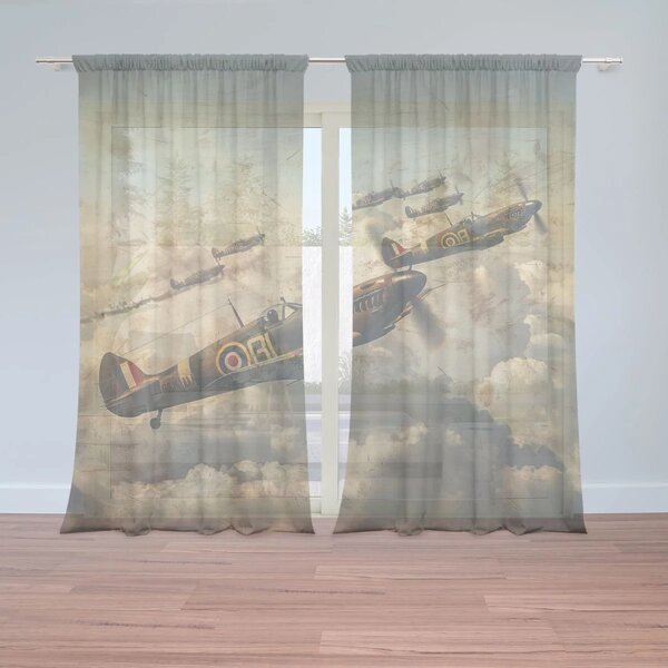 Sablio Záclony Stíhačky Spitfire v leteckej bitke: 2ks 150x250cm