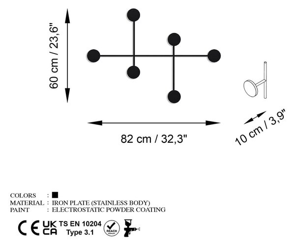 Čierny kovový nástenný vešiak Dama – Kalune Design