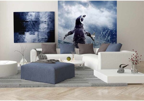 DIMEX | Vliesová fototapeta na stenu Tučniak MS-3-0219 | 225 x 250 cm | šedá, modrá