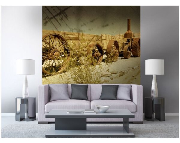 DIMEX | Vliesová fototapeta na stenu Starý vagón MS-3-0058 | 225 x 250 cm | béžová