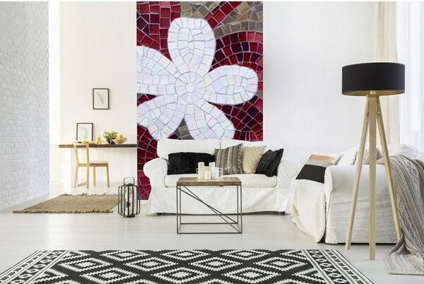 DIMEX | Vliesové fototapety na stenu Červená mosaika MS-2-0114 | 150 x 250 cm | biela, červená, šedá