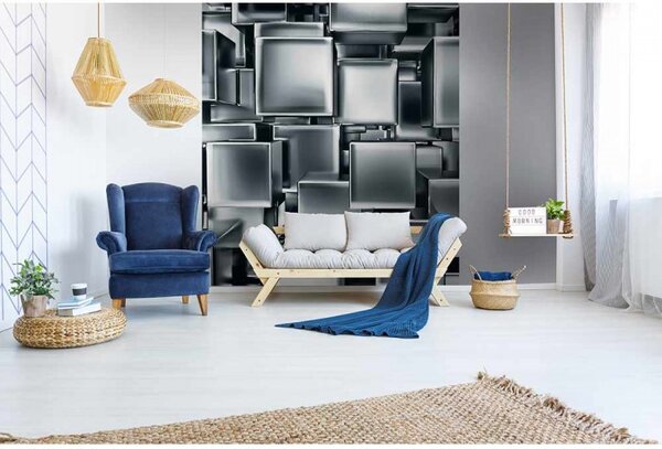 DIMEX | Vliesová fototapeta na stenu 3D metalové kocky MS-3-0285 | 225 x 250 cm | metalická, čierna