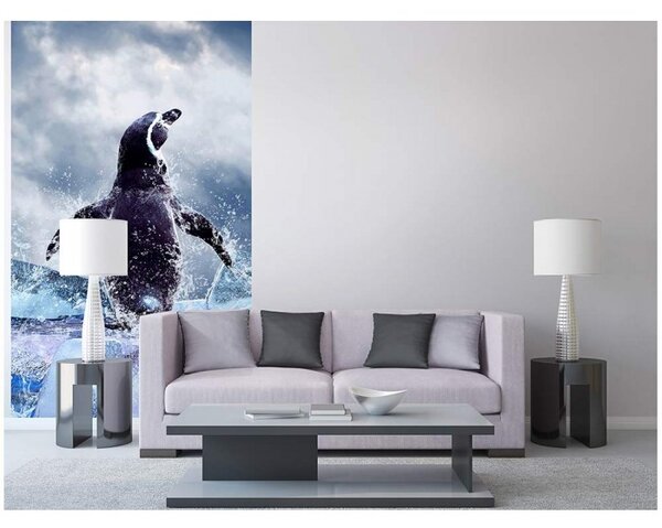 DIMEX | Vliesové fototapety na stenu Tučniak MS-2-0219 | 150 x 250 cm | šedá, modrá