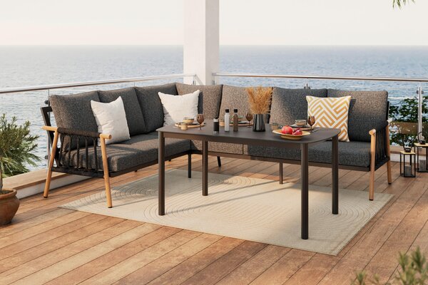 JEDÁLENSKÁ TERASOVÁ SÚPRAVA 4-dielne, kov, sklo, textil Ambia Garden - Online Only záhrada, Online Only