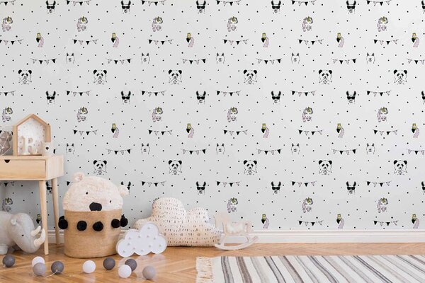 A.S. Création | Vliesová tapeta na stenu Little Love 38138-1 | 0,53 x 10,05 m | biela, čierna, ružová