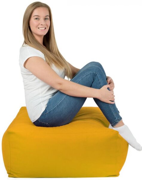 Plyšová taburetka horčicová