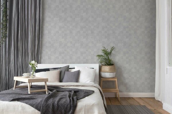 A.S. Création | Vliesová tapeta na stenu Titanium 3 38200-3 | 0,53 x 10,05 m | béžová, metalická, šedá