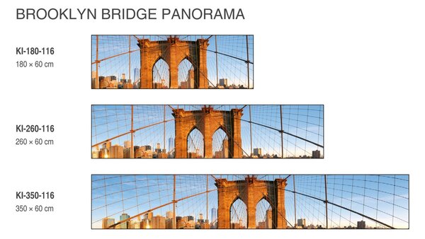 DIMEX | Fototapeta do kuchyne Brooklynský most KI-350-116 | 350 x 60 cm | modrá, oranžová, hnedá