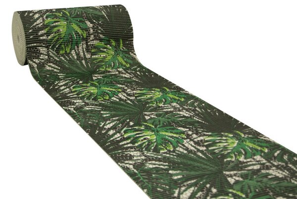Kúpelňová penová rohož Softy-tex Monstera zelená / čierna