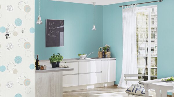 RASCH | Vliesová tapeta na stenu Unsere Besten 475524 | 0,53 x 10,05 m | tyrkysová