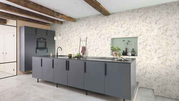 RASCH | Vliesová tapeta na stenu Unsere Besten 514636 | 0,53 x 10,05 m | biela, krémová, šedá, metalická, modrá