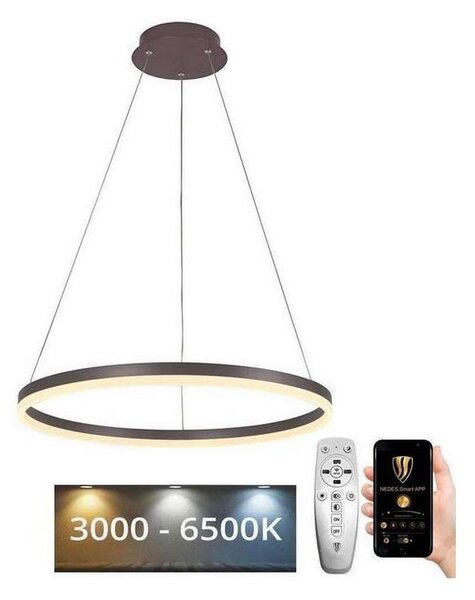 Brilagi - LED Stmievateľný luster na lanku CIRCLE LED/42W/230V 3000-6500K hnedý+DO