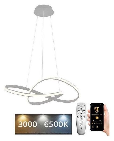 Brilagi - LED Stmievateľný luster na lanku COSMOWAVE LED/70W/230V 3000-6500K strieborná + DO