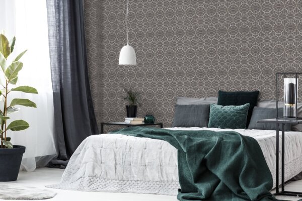 A.S. Création | Vliesová tapeta na stenu Versace 37049-5 | 0,70 x 10,05 m | hnedá, metalická, šedá