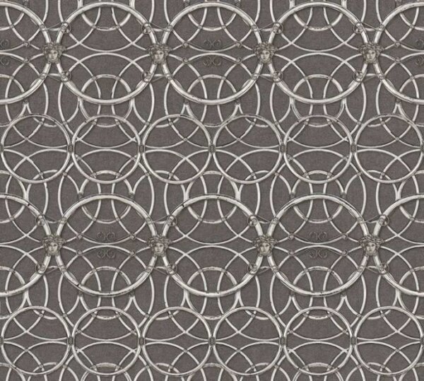 A.S. Création | Vliesová tapeta na stenu Versace 37049-5 | 0,70 x 10,05 m | hnedá, metalická, šedá