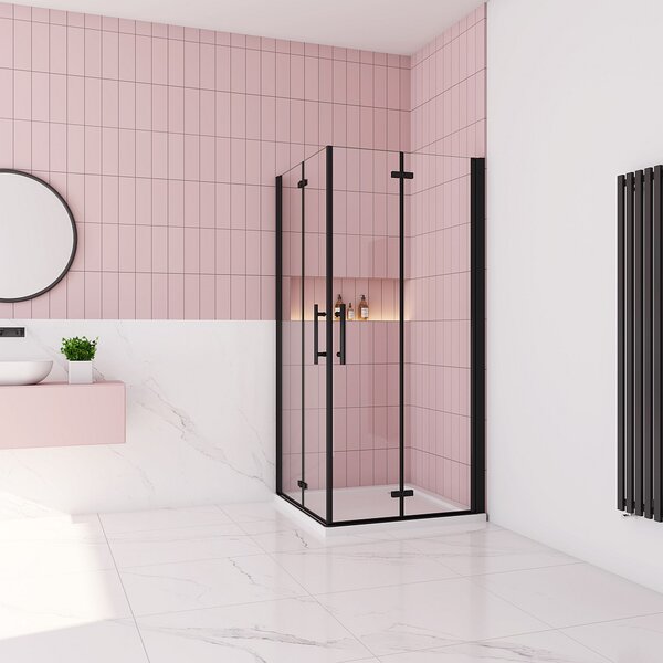 Sprchovací kút MELODY BLACK R100, 100x100 cm so zalamovacími dverami
