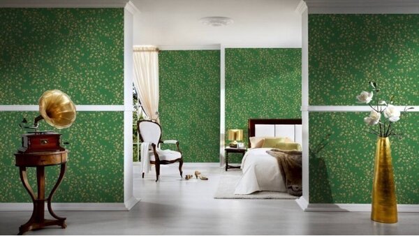 A.S. Création | Vliesová tapeta na stenu Versace 93585-6 | 0,70 x 10,05 m | zelená, žltá, hnedá