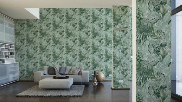 A.S. Création | Vliesová tapeta na stenu Greenery 36820-1 | 0,53 x 10,05 m | zelená, biela