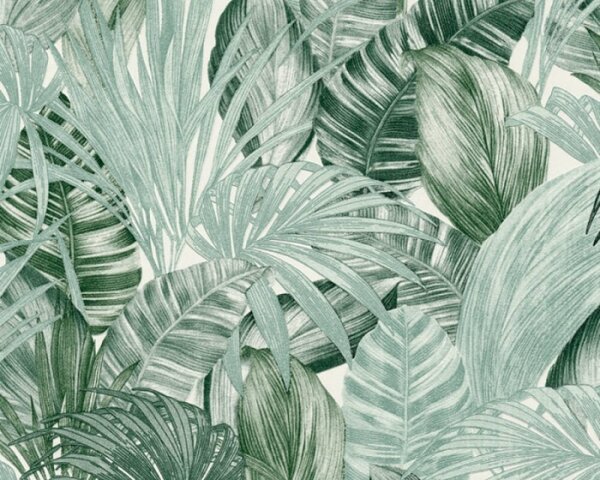 A.S. Création | Vliesová tapeta na stenu Greenery 36820-1 | 0,53 x 10,05 m | zelená, biela