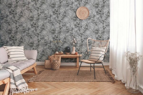 A.S. Création | Vliesová tapeta na stenu New Walls 37420-1 | 0,53 x 10,05 m | biela, čierna, metalická, šedá