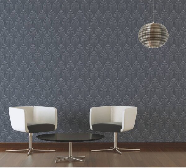 A.S. Création | Vliesová tapeta na stenu Pop Style 37482-2 | 0,53 x 10,05 m | čierna, metalická, šedá