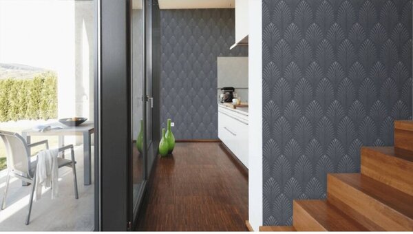 A.S. Création | Vliesová tapeta na stenu Pop Style 37482-2 | 0,53 x 10,05 m | čierna, metalická, šedá