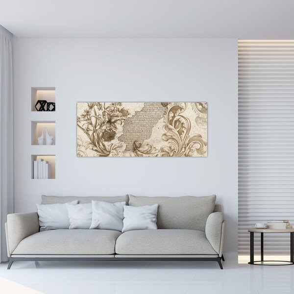 Obraz - Múr s kvetmi (120x50 cm)