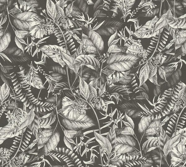 A.S. Création | Vliesová tapeta na stenu Drawn into Nature 39425-2 | 0,53 x 10,05 m | čierna, biela, šedá