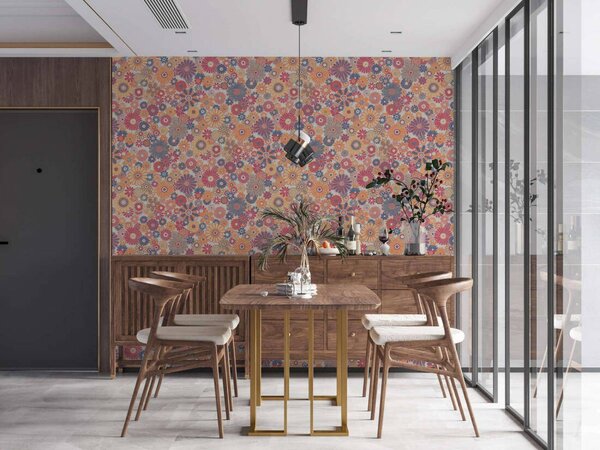 A.S. Création | Vliesová tapeta na stenu Retro Chic 39535-4 | 0,53 x 8,5 m | krémová, žltá, červená, modrá, oranžová, viacfarebná