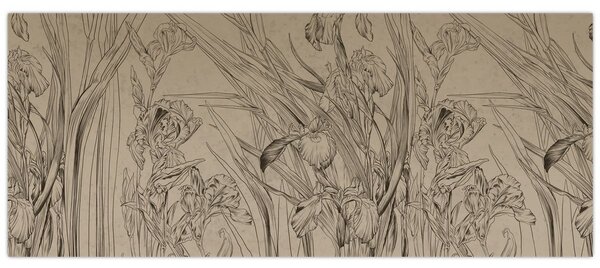 Obraz - Obrysy rastlín (120x50 cm)