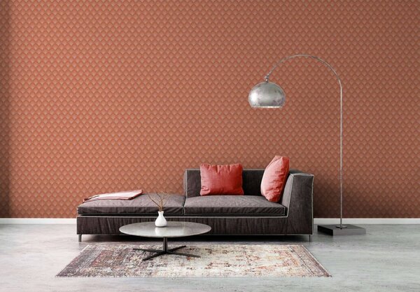 A.S. Création | Vliesová tapeta na stenu Retro Chic 39538-5 | 0,53 x 8,5 m | oranžová, marhuľová