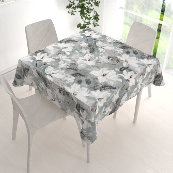 Biante Zamatový štvorcový obrus Tamara TMR-016 Designové kvetiny na sivozelenom 40x40 cm