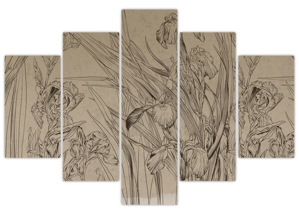 Obraz - Obrysy rastlín (150x105 cm)
