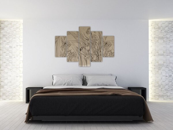 Obraz - Obrysy rastlín (150x105 cm)