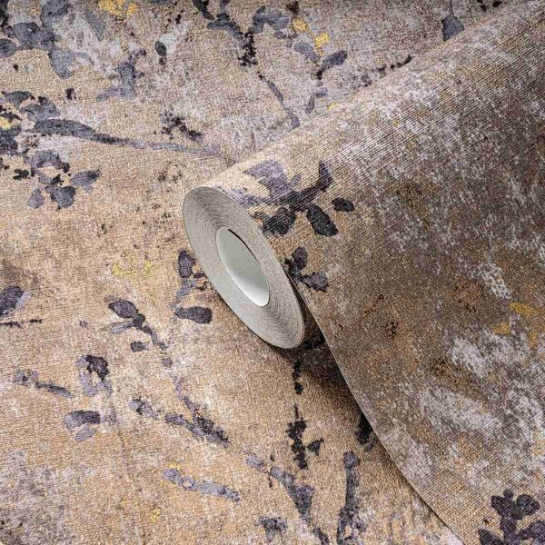 A.S. Création | Vliesová tapeta na stenu Stories of Life 39650-1 | 0,53 x 10,05 m | šedá, zlatá, čierna, béžová
