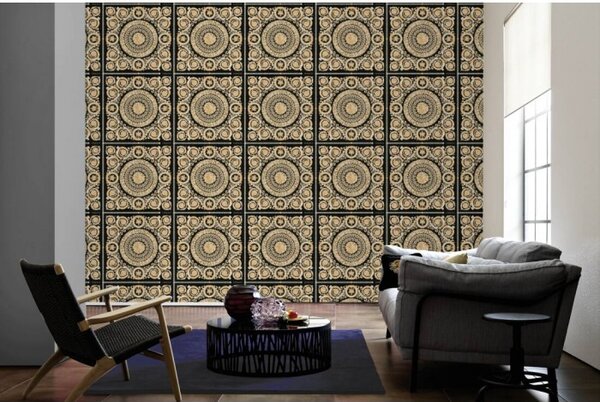 A.S. Création | Vliesová tapeta na stenu Versace 37055-3 | 0,70 x 10,05 m | zlatá, krémová, čierna