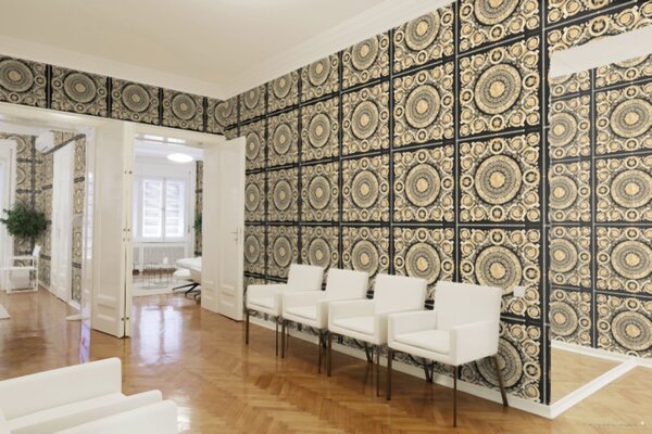 A.S. Création | Vliesová tapeta na stenu Versace 37055-3 | 0,70 x 10,05 m | zlatá, krémová, čierna