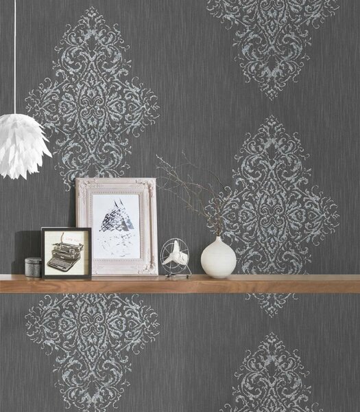 A.S. Création | Vliesová tapeta na stenu Luxury Wallpaper 31945-4 | 0,53 x 10,05 m | šedá, metalická