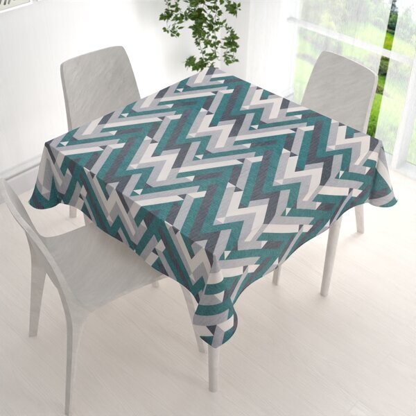 Biante Zamatový štvorcový obrus Tamara TMR-026 Zeleno-sivý designový cik-cak 40x40 cm