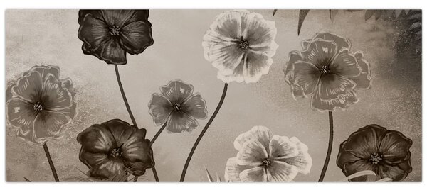 Obraz - Kreslené kvety (120x50 cm)