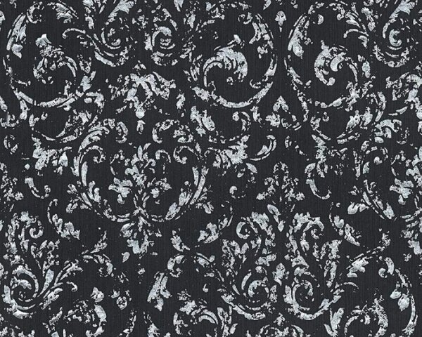 A.S. Création | Vliesová tapeta na stenu Metallic Silk 30660-6 | 0,53 x 10,05 m | čierna, strieborná