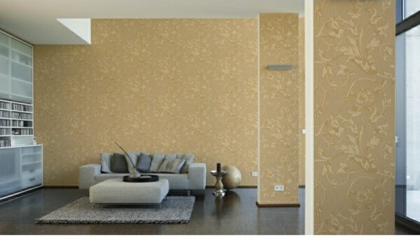 A.S. Création | Vliesová tapeta na stenu Tessuto 95633-3 | 0,53 x 10,05 m | béžová, oranžová